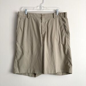 Nike Golf Mens Fit Dry Tan Pinstriped Shorts Size 34 Performance Preppy